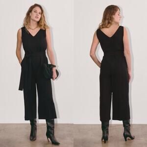 Everlane Japanese GoWeave Jumpsuit Sleeveless Wide Leg Black Women 0 NWOT